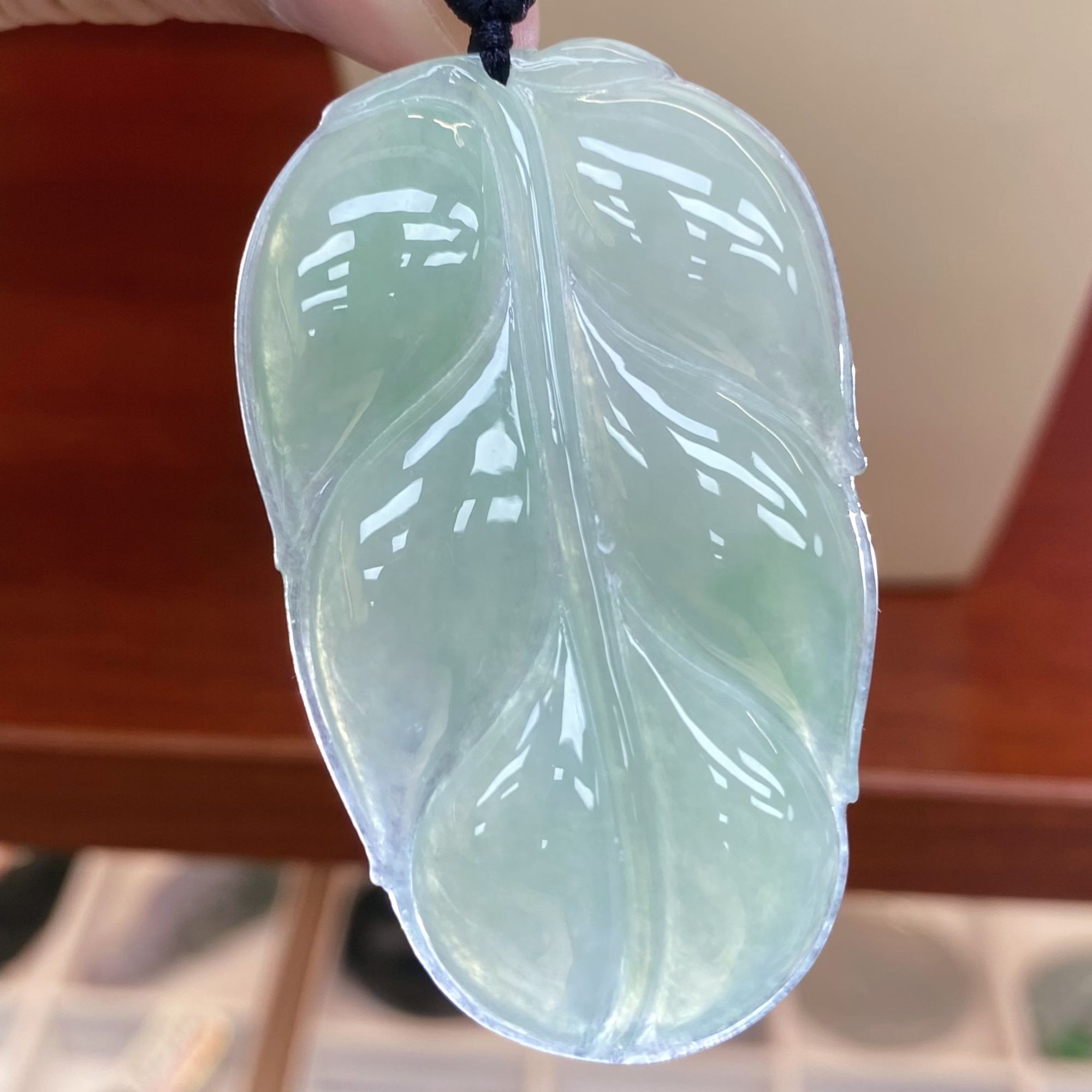 BAQIZHUBAO/八七珠宝・多样性 天然A货翡翠大号冰胶叶子