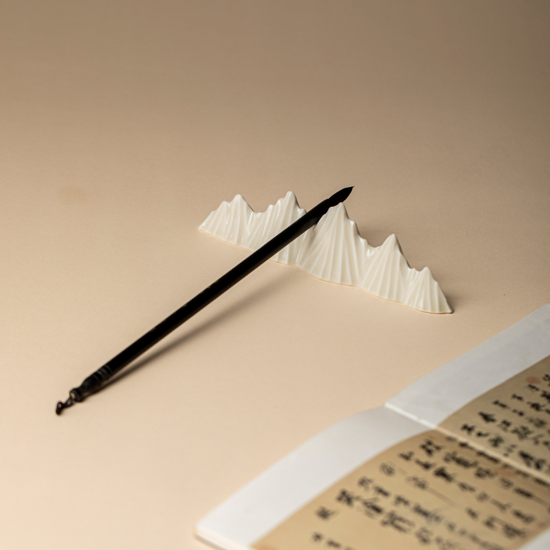 德化定瓷毛笔笔搁笔山创意山体毛笔架笔托书法专用笔架文房四宝