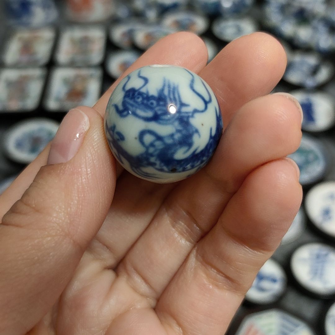瓷片青花龙珠2.0一个