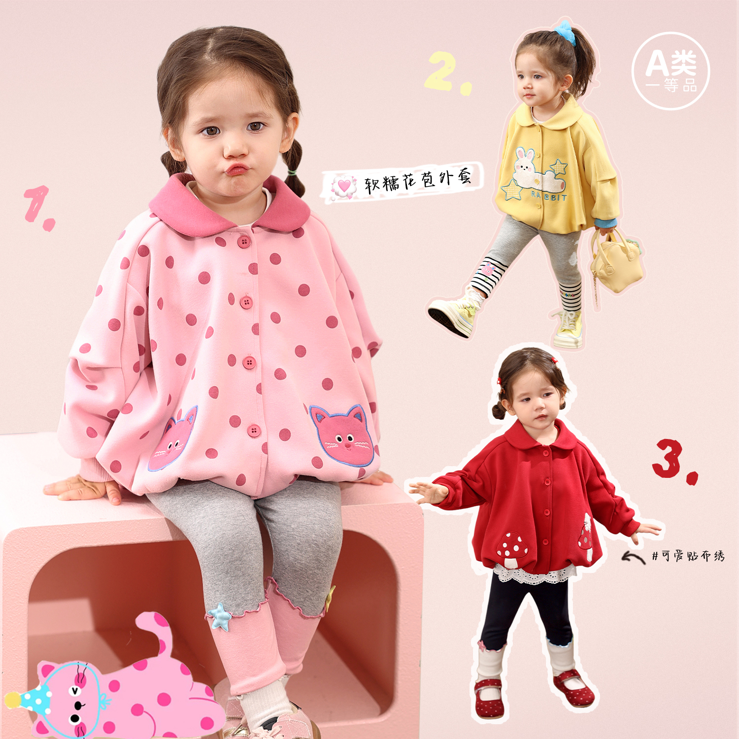 【福利专场】小o爸女婴童 2025秋季新款中长款花苞外套 BH576045A