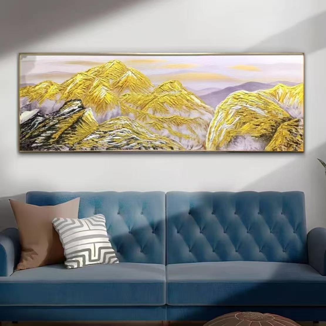 背靠金山办公室装饰画客厅沙发背景墙招财挂画背靠金山70200