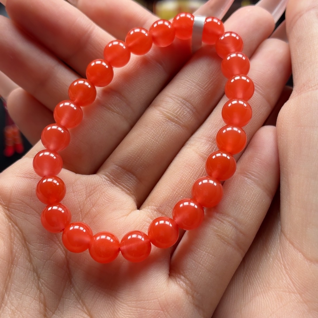 南红玛瑙未镶嵌手串原矿保山南红杨柳水红手串卡7+