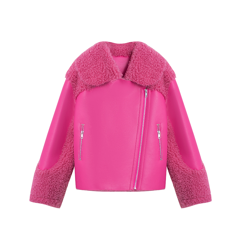 【芳芳定制私服】翻领毛毛拼接重工气质百搭短款毛毛外套A2802