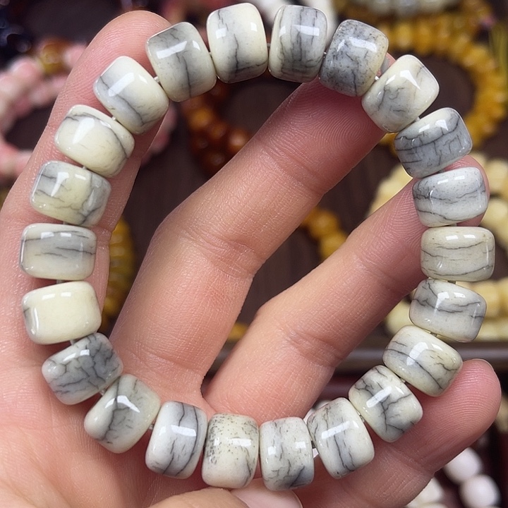 牛骨手串/手链牦牛骨冰透料卡12