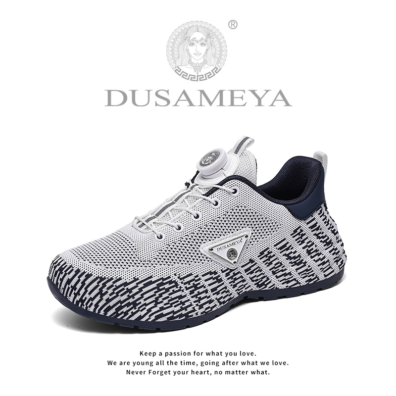 DUSAMEYA/杜莎米娅秋季飞织面增高男士百搭舒适防滑纽扣休闲鞋