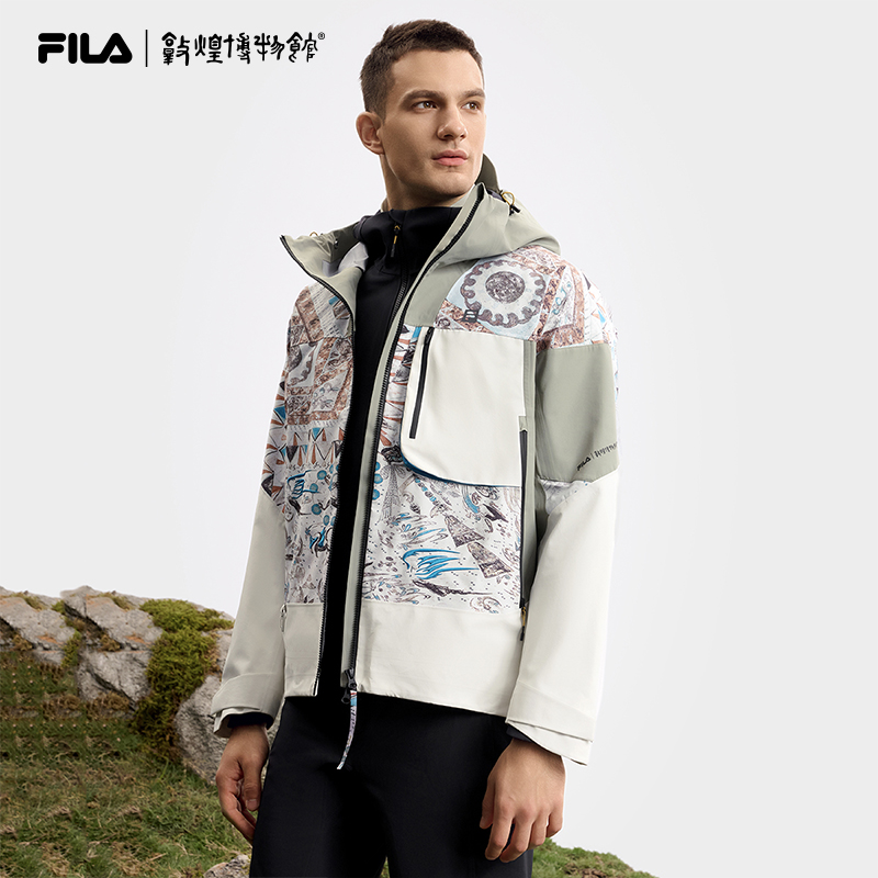 FILA敦煌博物馆联名2026白色斐乐品牌25印花运动外套男士新款春秋