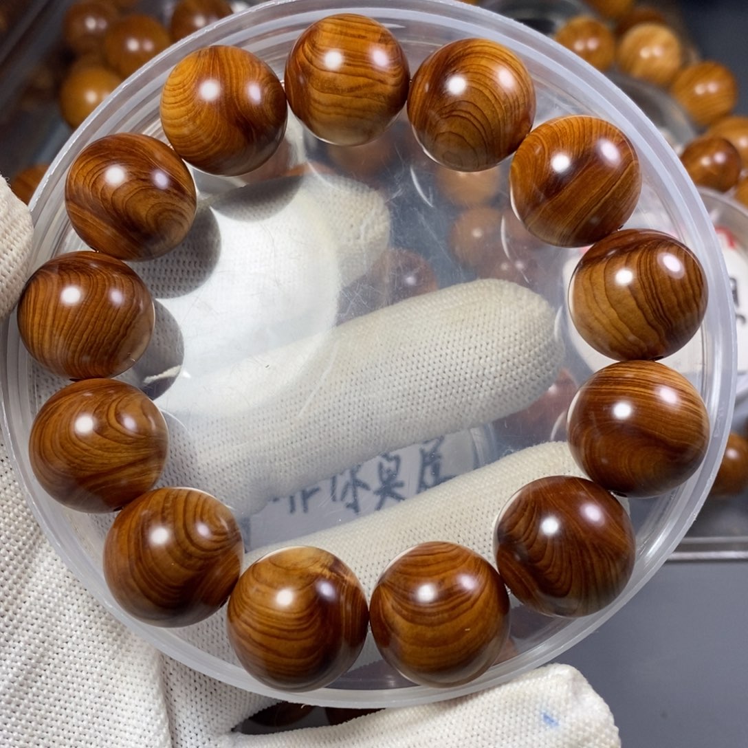 柏木手串/手链阿***体南太行陈化崖柏手串高红油乱纹1.8