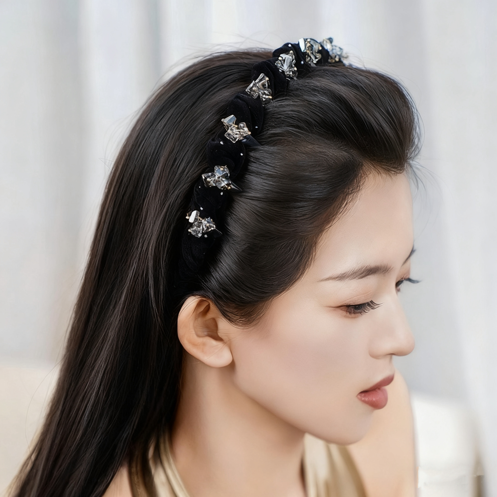 星钻密语手工编织高颅顶插梳发箍女整理碎发显脸小压发头箍百搭