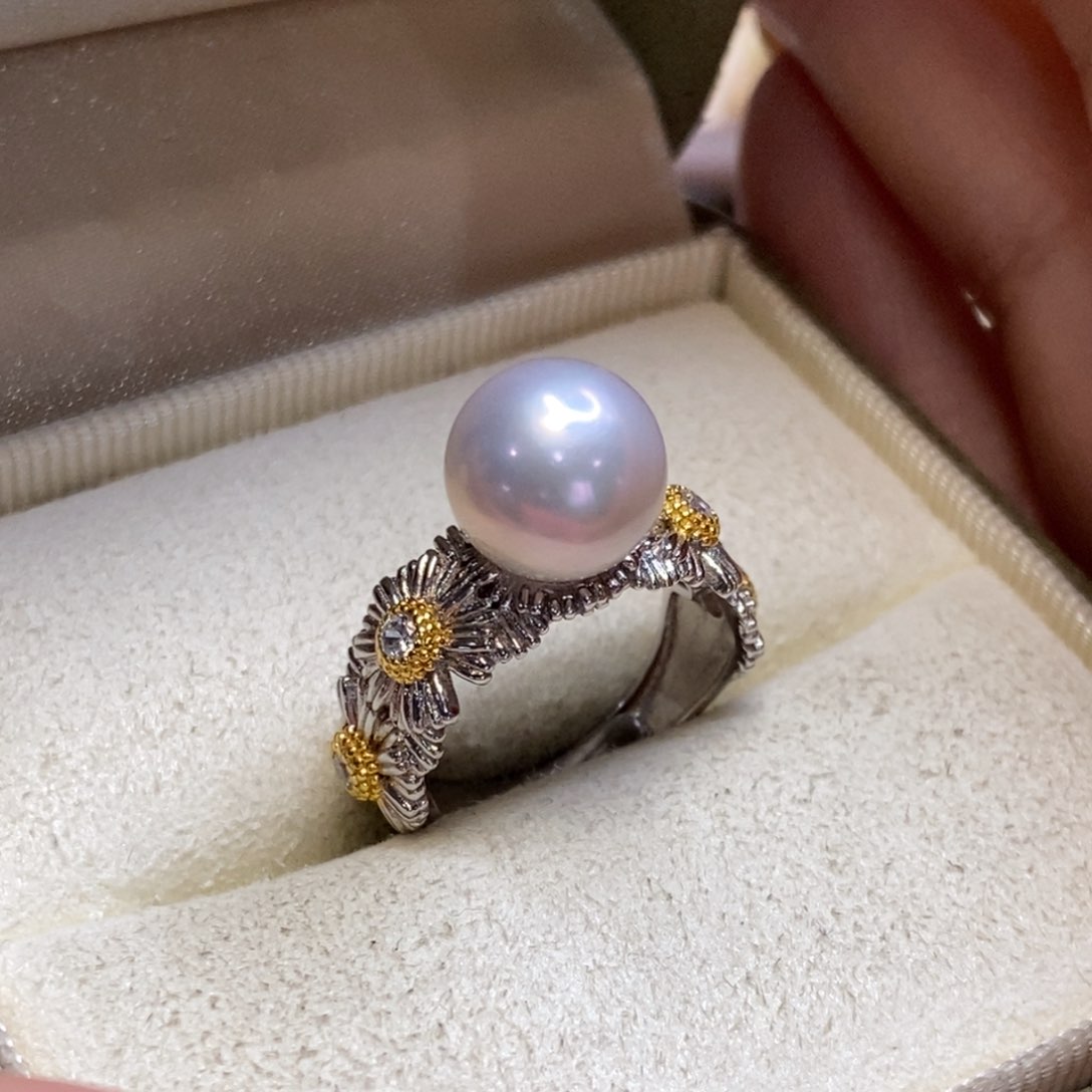 淡水珍珠戒指银S925镶嵌