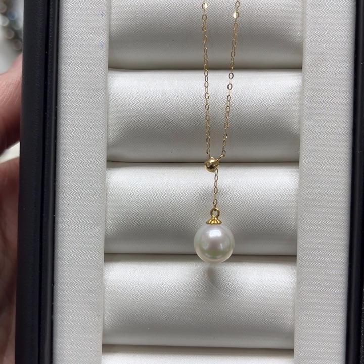 海水珍珠漏AK Y字套链8-9mm18K金镶嵌