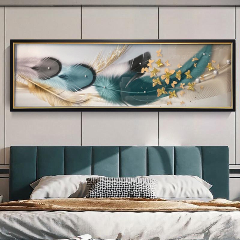SF05北欧轻奢羽毛客厅主卧床头卧室装饰画背景墙挂画现代简约壁画