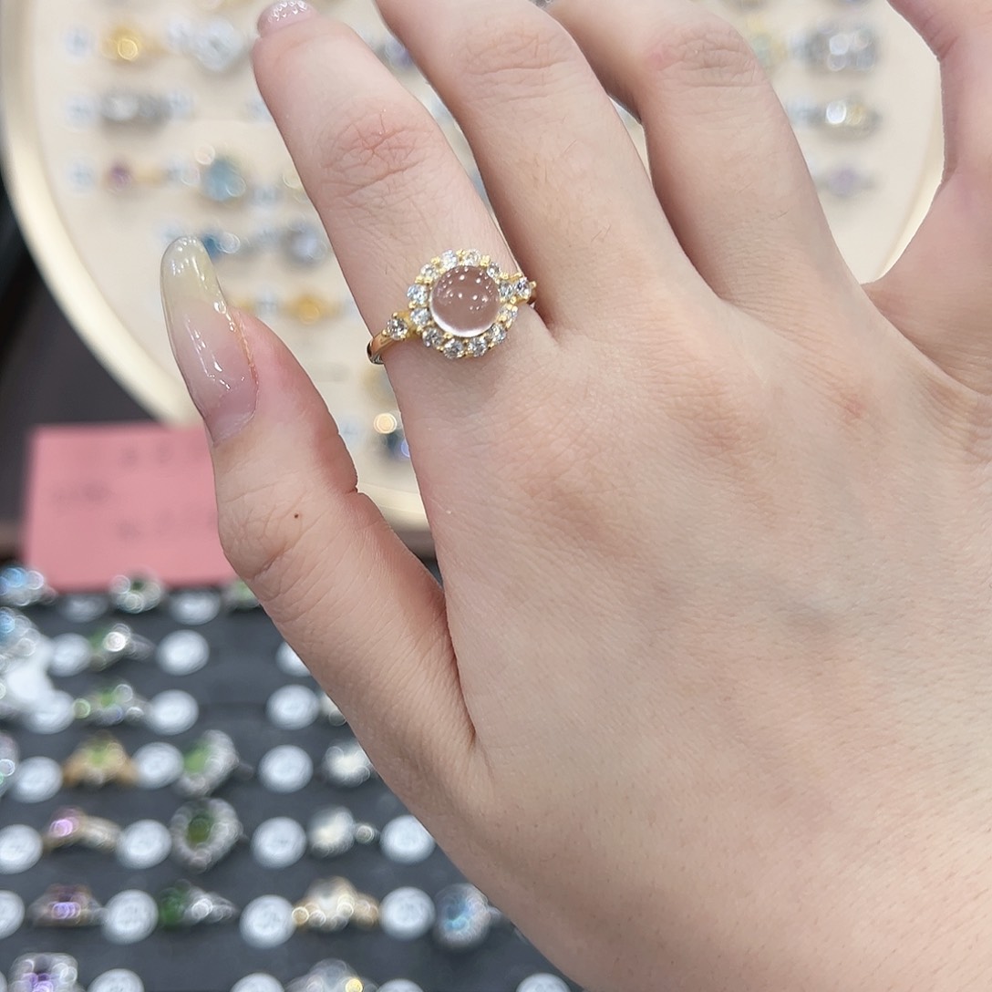 蛇纹石玉戒指银S925镶嵌?***喵