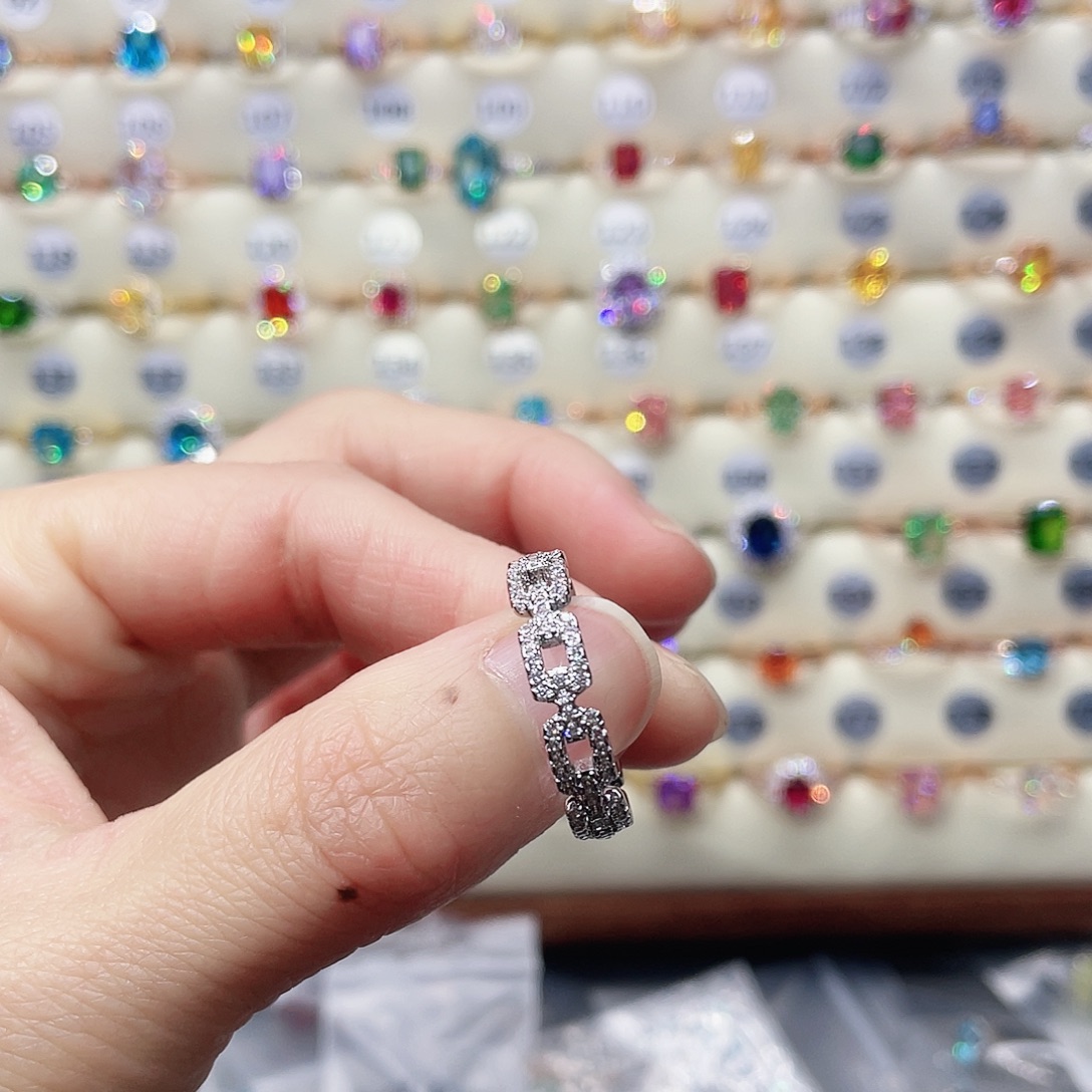 莫桑石非金属20圈闭口戒指