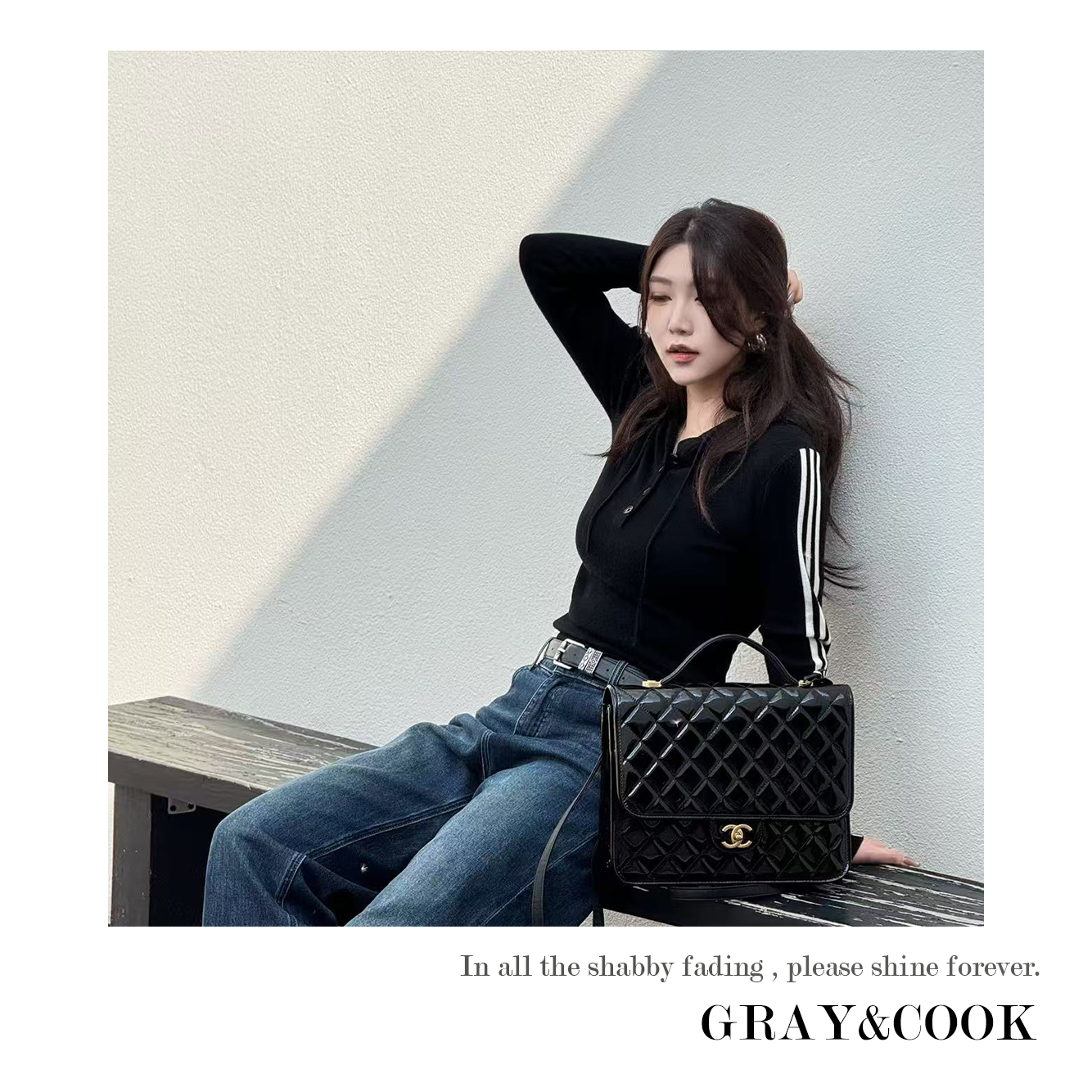 GRAY&COOK【美式休闲】撞色条纹羊毛衫连帽长袖秋冬上衣GC251012-3