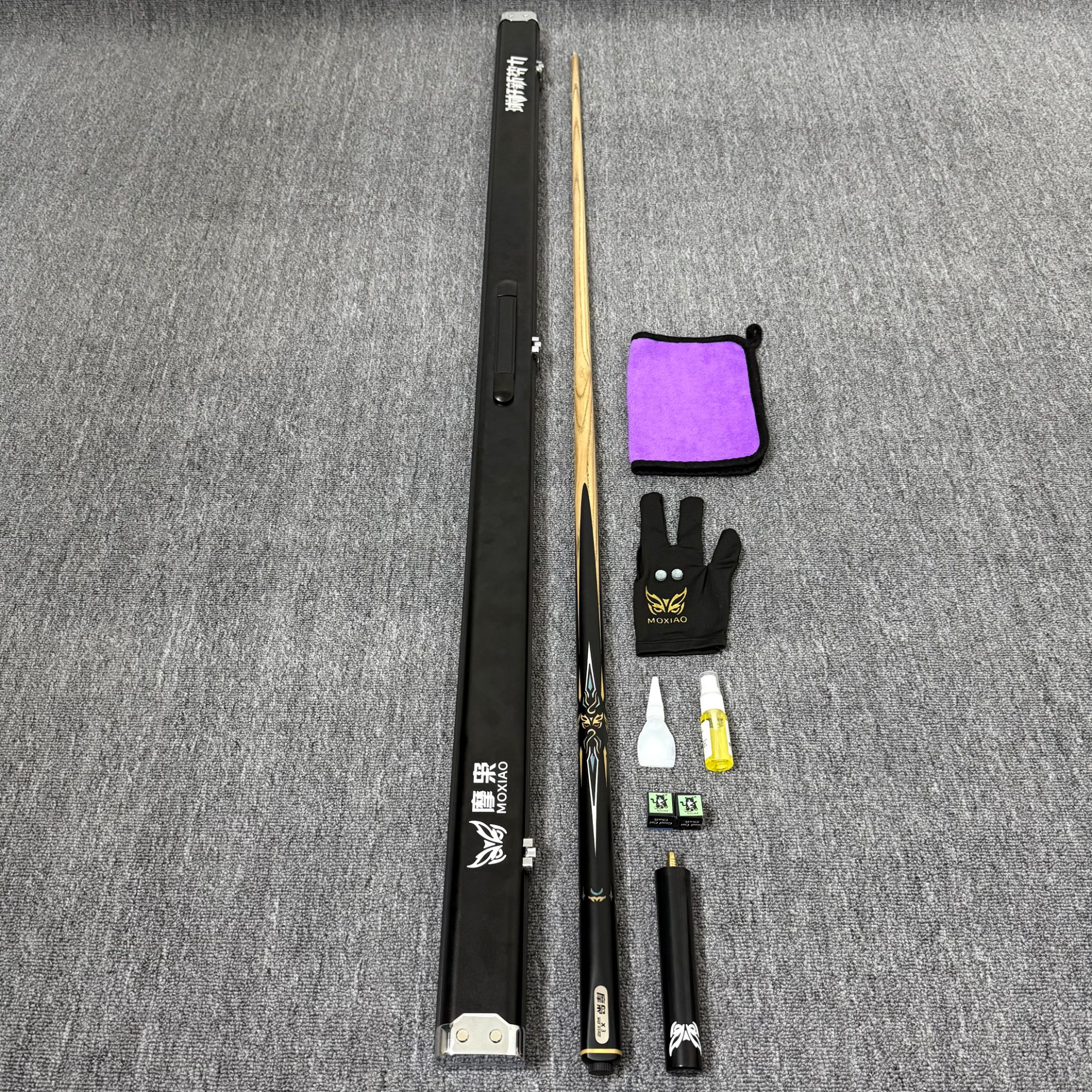 松力道摩枭X3台球杆同款印花一比一带编码黑八斯诺克专业级一体杆