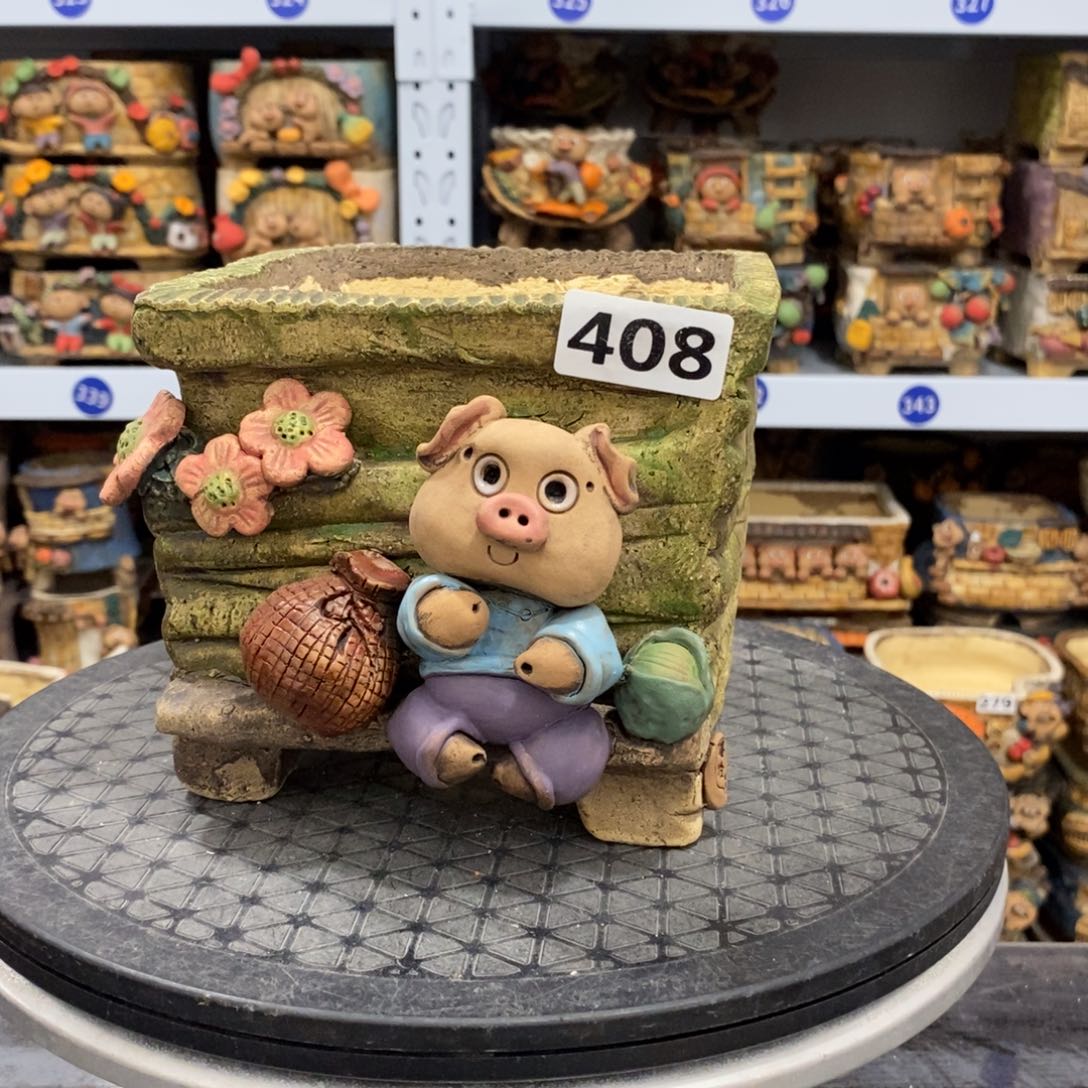 红陶嘻哈粗陶手捏花盆