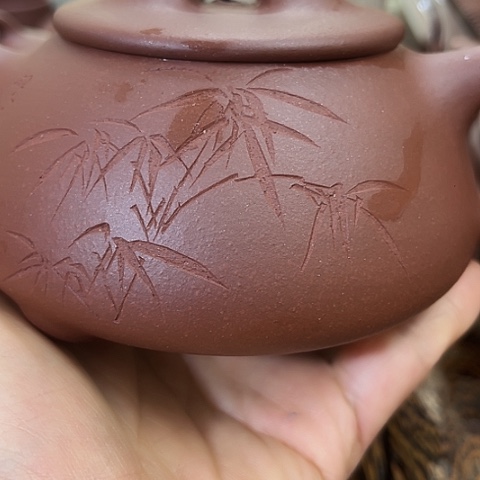 紫砂茶壶大石瓢刻字360cc