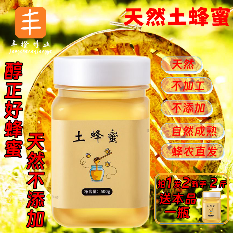 土蜂蜜*2瓶秦岭深山天然蜂巢蜜纯正百花滋补食用营养一年采一次蜜