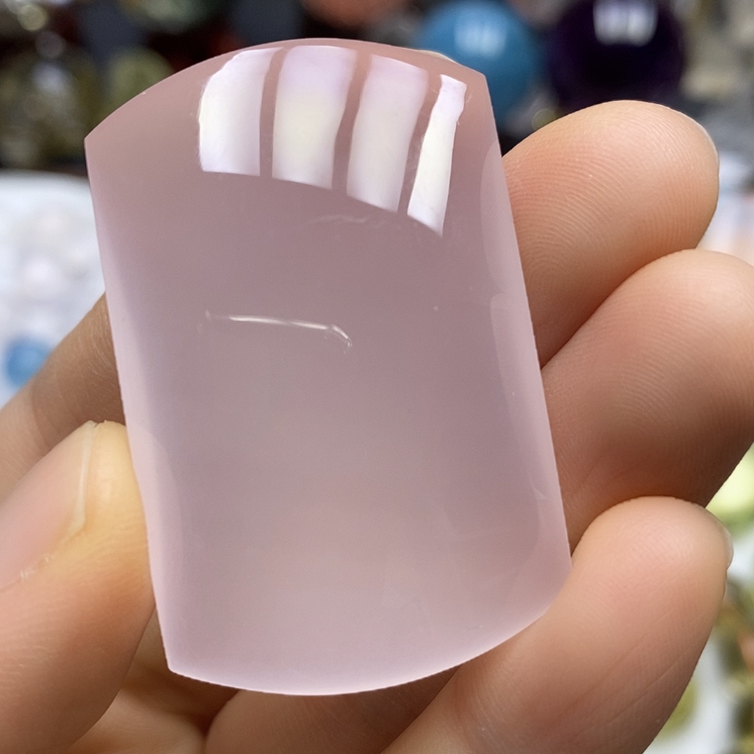 水晶珠宝半成品未镶嵌净体粉水晶无事牌吊坠