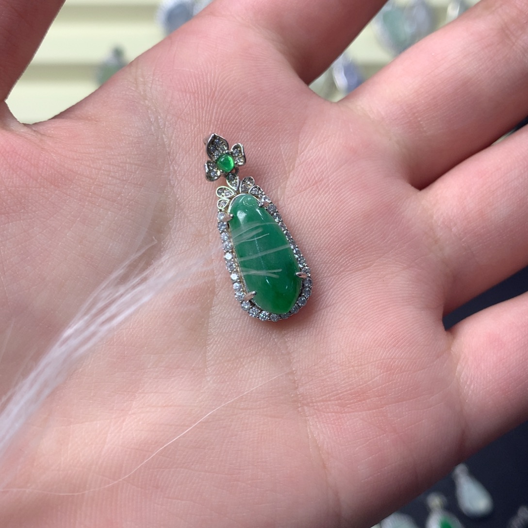 江***南翡翠银S925镶嵌挂件