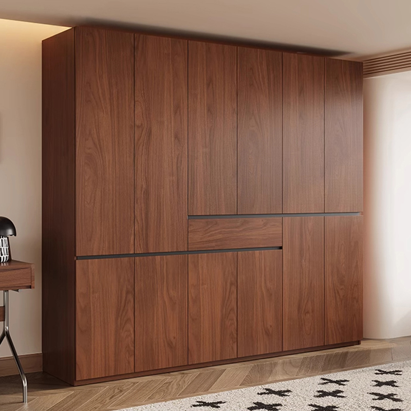 橡木实木衣柜定制2025新款爆款中古风卧室家用18mm厚衣橱收纳柜子