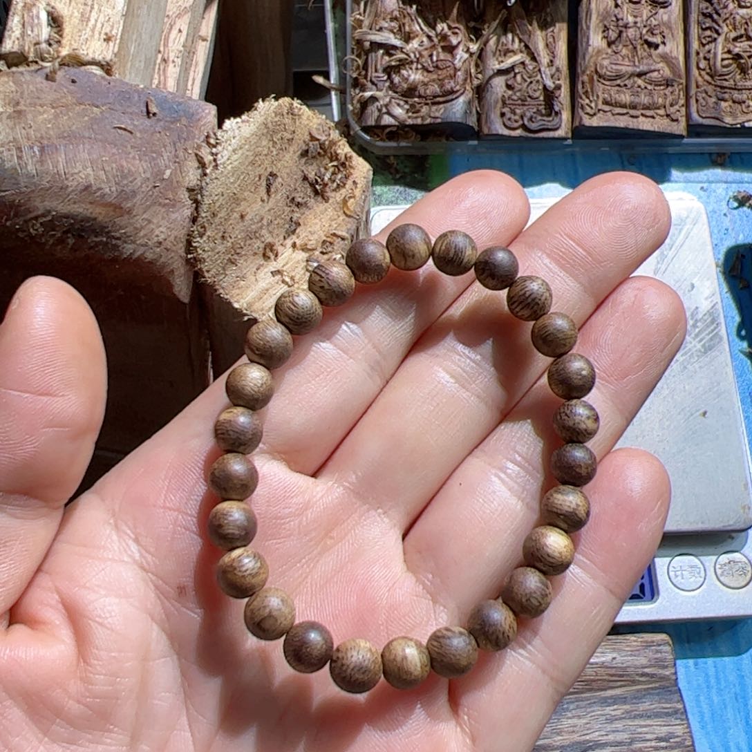 沉香手串白棋07单圈圆珠多样性发一