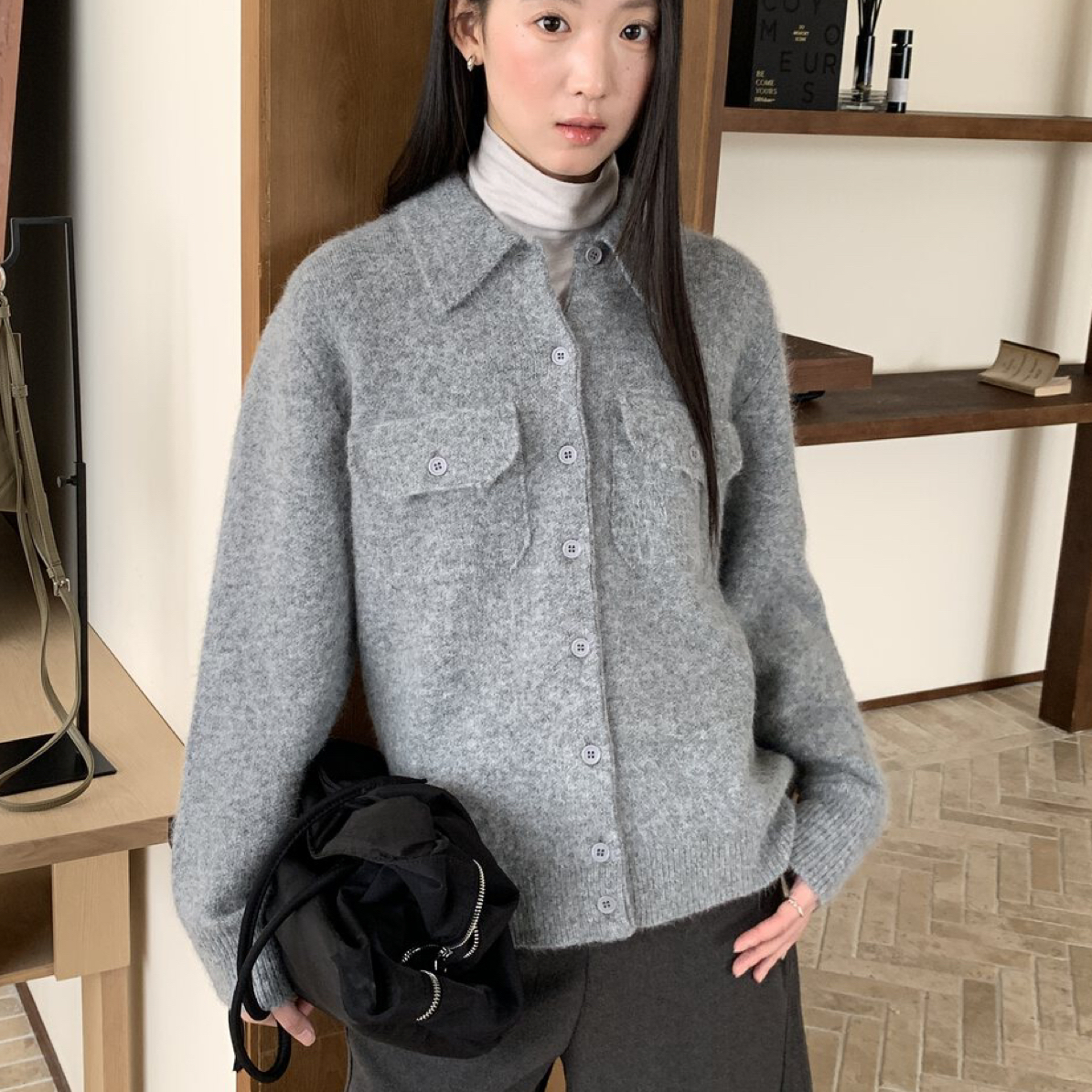 03569 极简老钱奢柔细腻亲肤兔毛保暖百搭细腻氛围感毛衣（6%兔毛