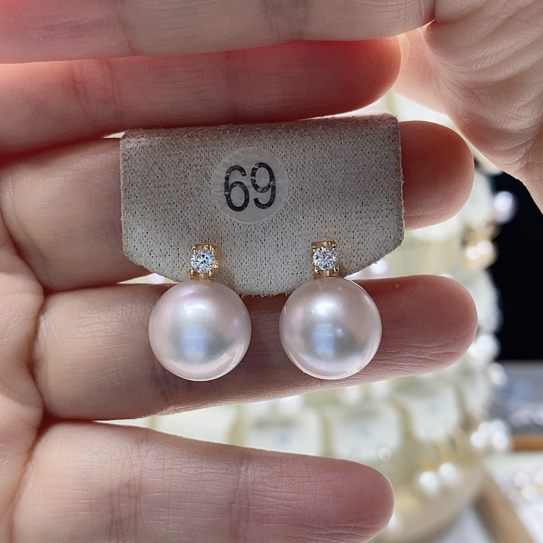银S925镶嵌耳饰淡水珍珠
