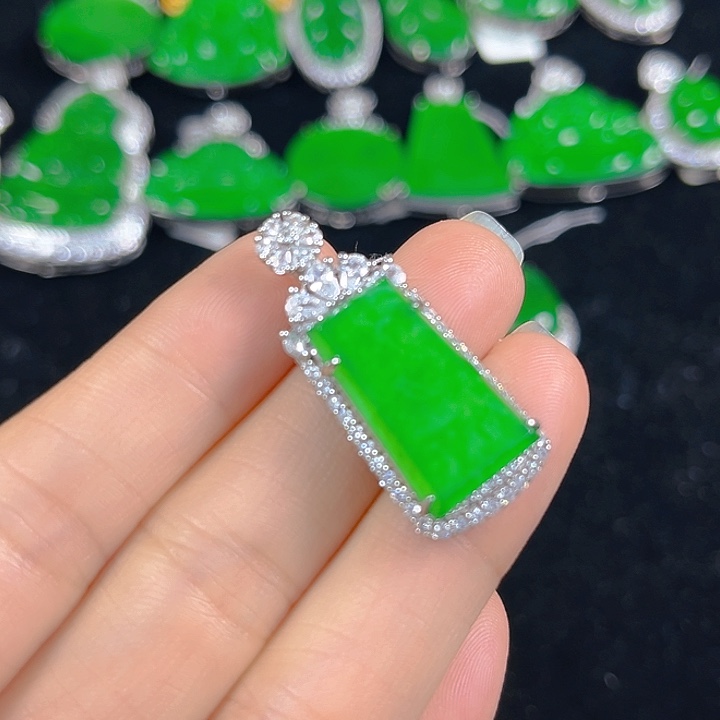 翡翠银S925镶嵌吊坠(不含链)