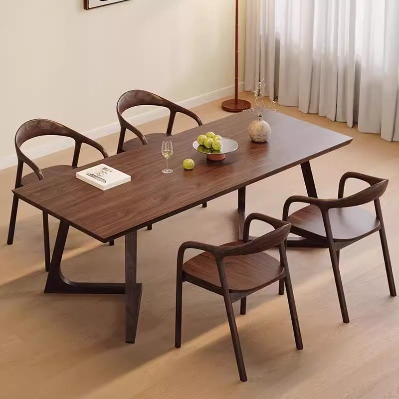 北美黑胡桃木餐桌北欧全实木大板桌长方形工作台书桌茶桌餐台