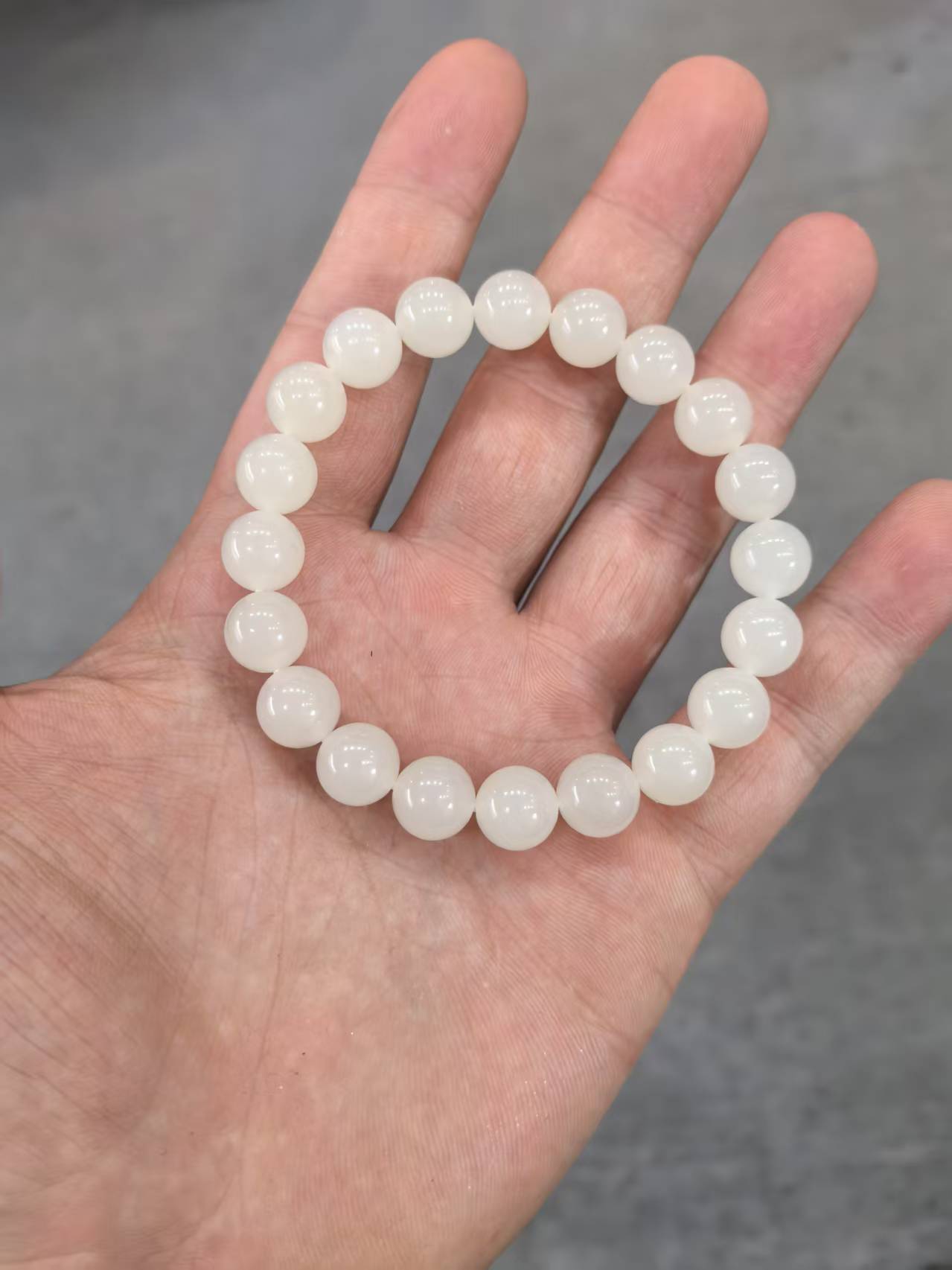 【吉玉】和田玉四川白玉圆珠手串10mm