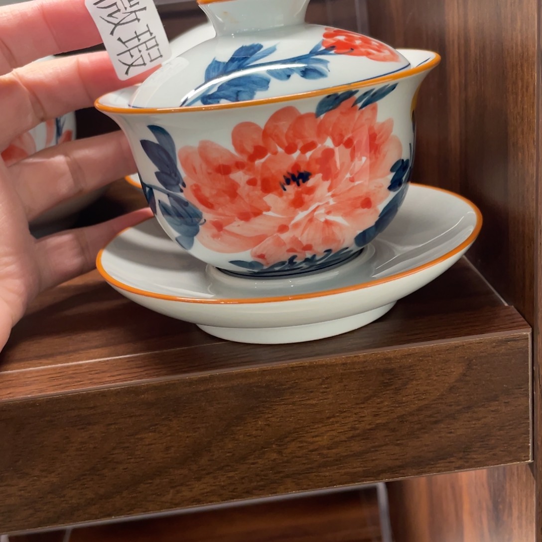 釉下手绘茶具微瑕