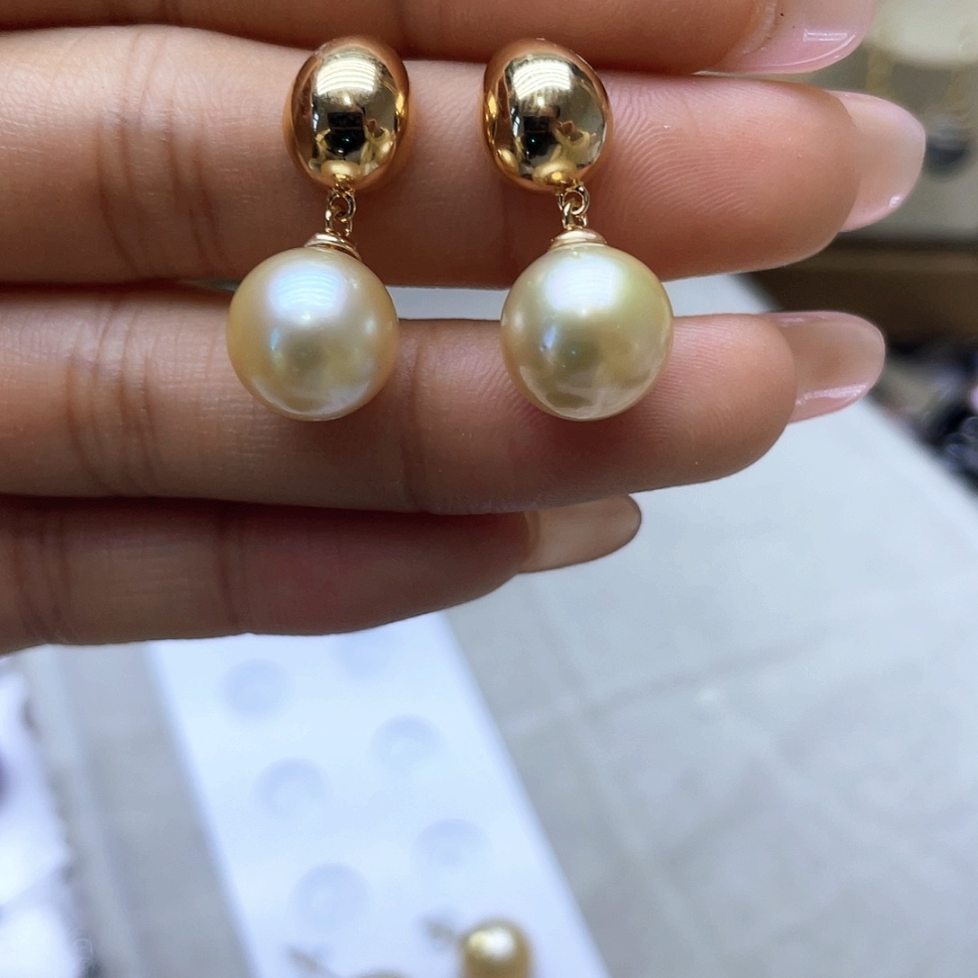 海水珍珠耳饰银S925镶嵌