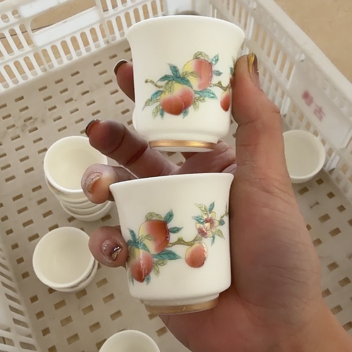 高端素烧羊脂玉专场如意杯两个一组