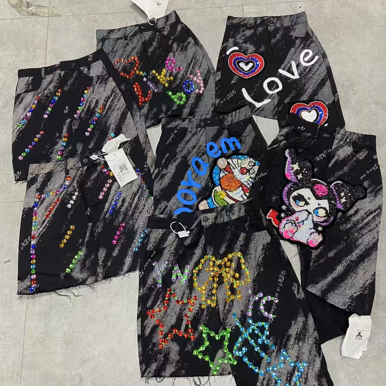 欧货重工钉珠夏季百搭中长裙合集（图案随机)  DZ250308