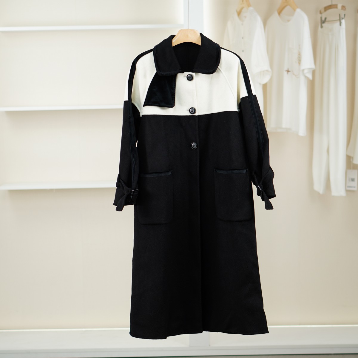 麦迪尚品 一路童行 3110907 时尚长款毛呢外套冬季女装品牌折扣