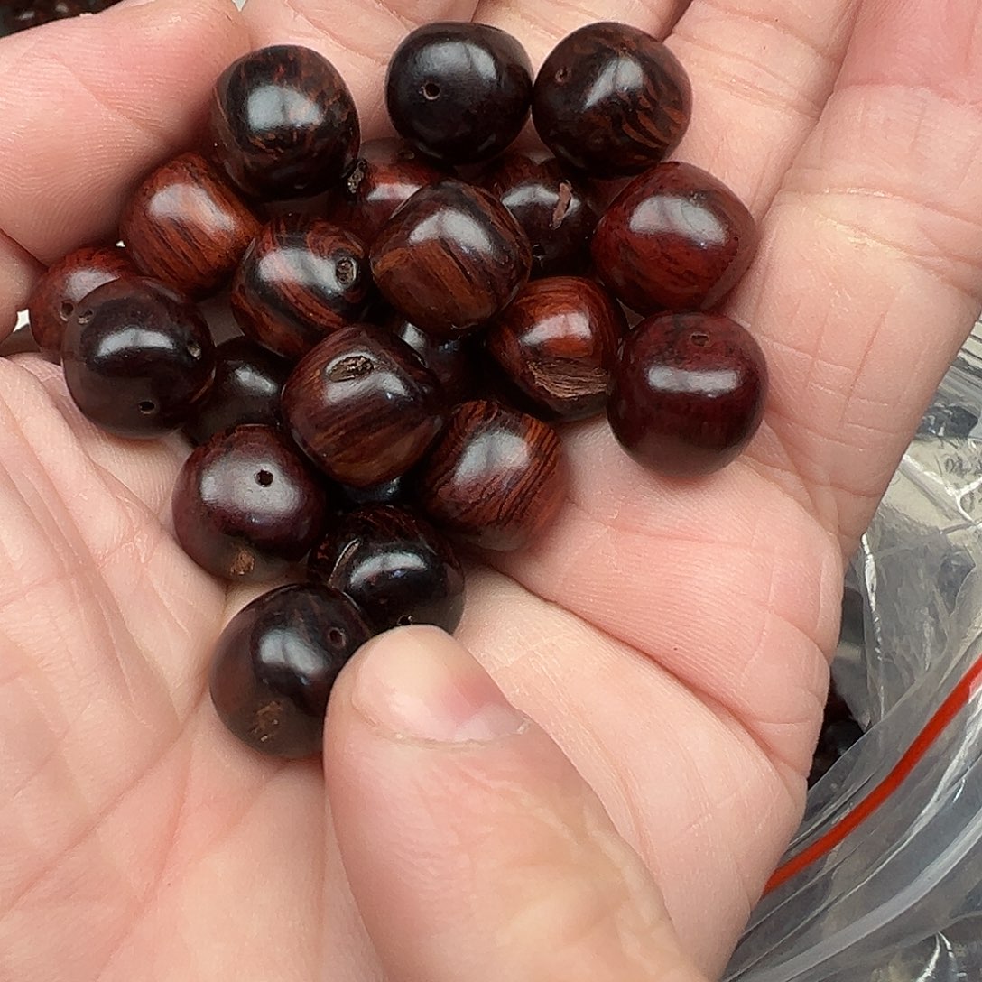 降真香手串/手链海南红降1.2老邢18颗虫漏