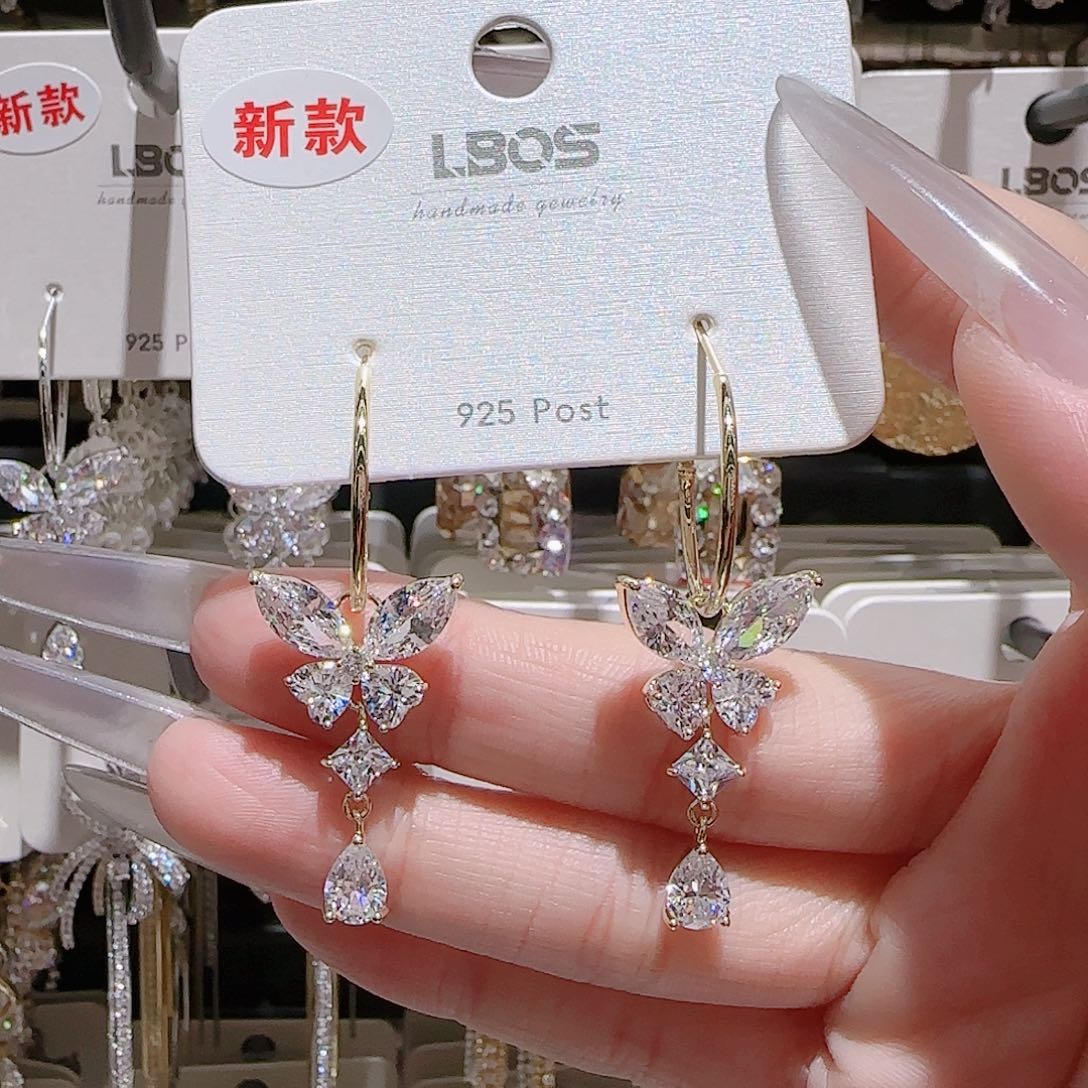 锆石铜合金925银耳环