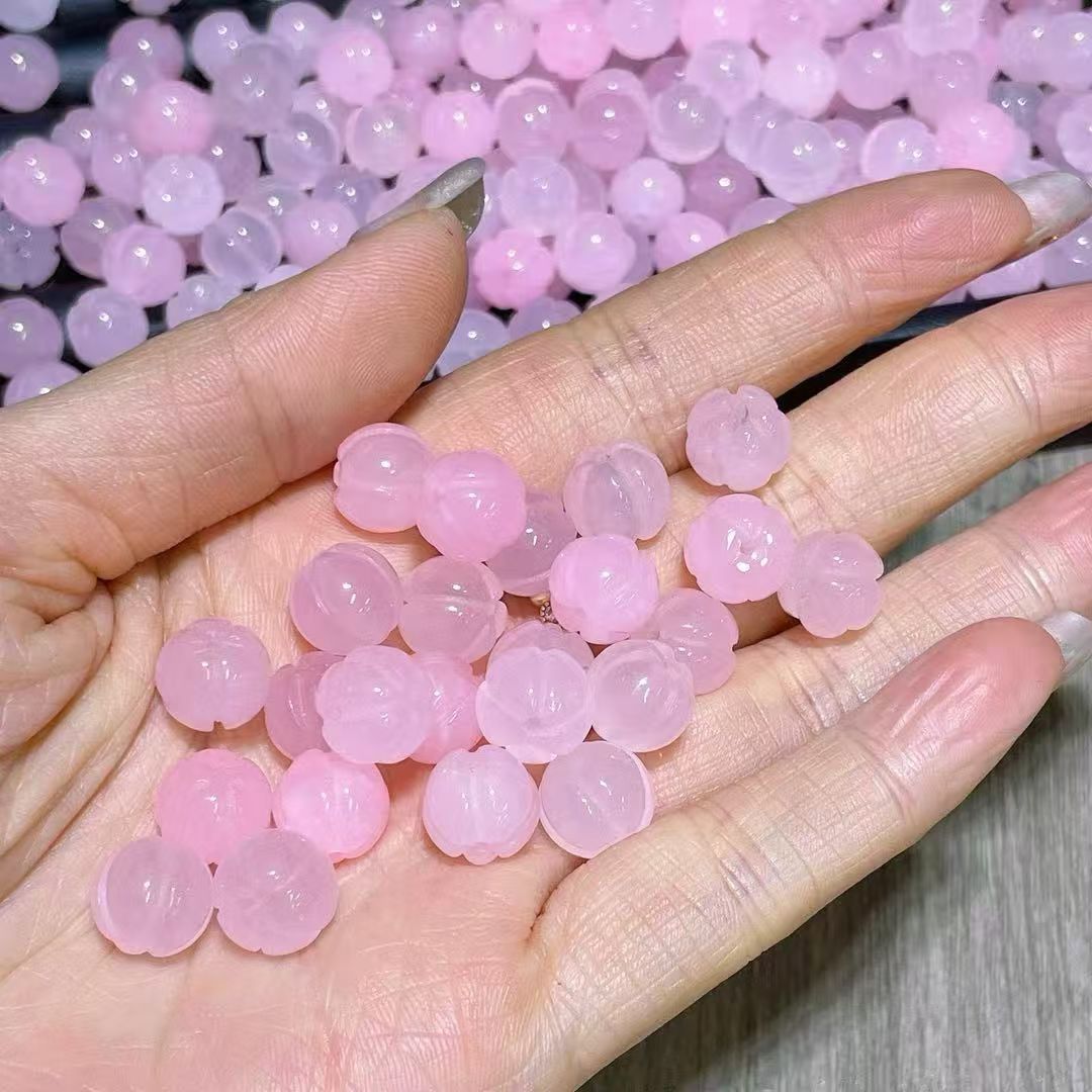 精品粉玛瑙瓜珠 DIY散珠配件