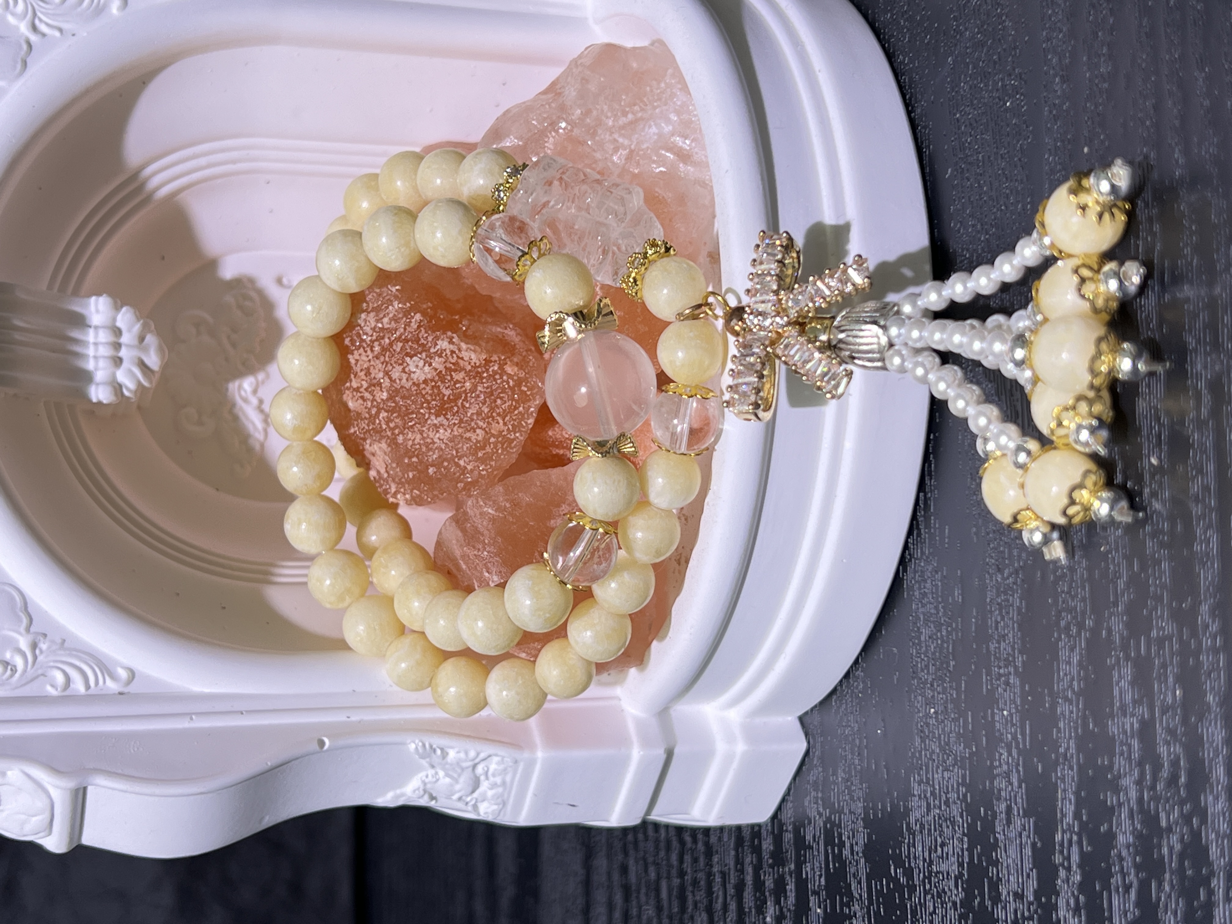 【SCARLETT斯佳丽】黄方解石小咪流苏天然水晶，默认微瑕，多样性发货