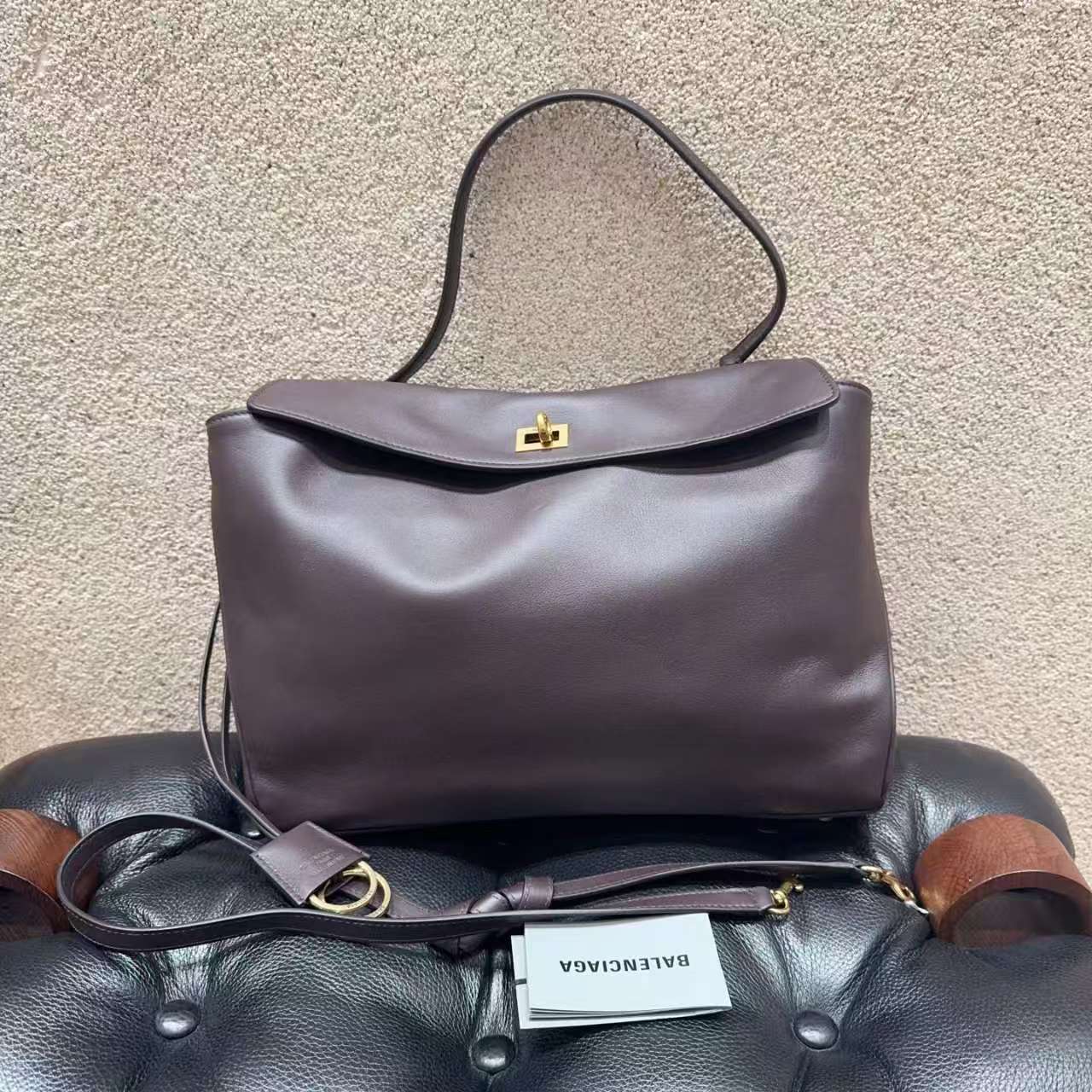 99新 Balenciaga/巴黎世家 rodeo手提袋 酒红色  