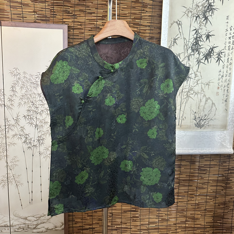 【扶苏1399】新中式复古提花立领宽松盘扣上衣女