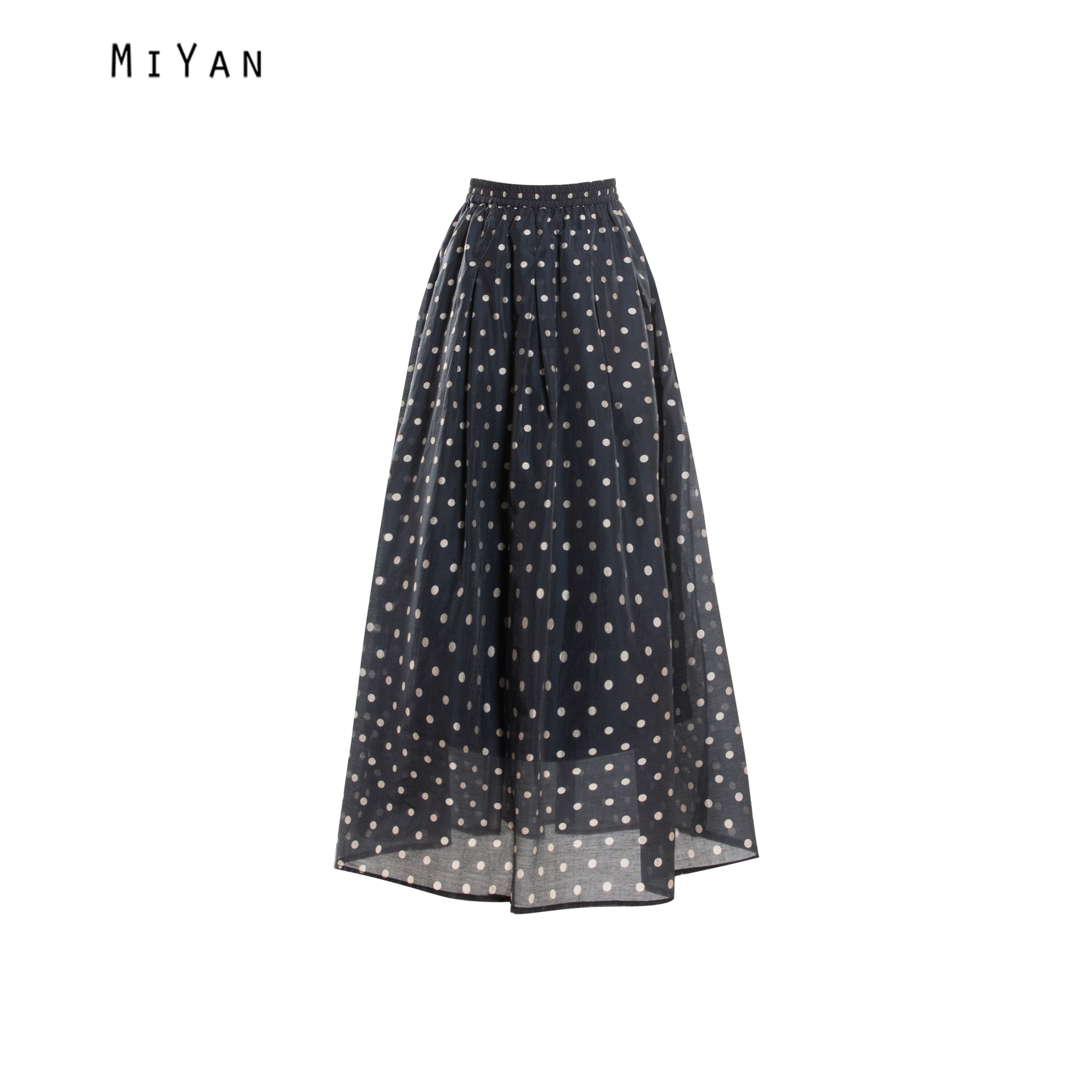 595夏季女士中长款半身裙工字褶遮胯显瘦85CM裙长波点百搭