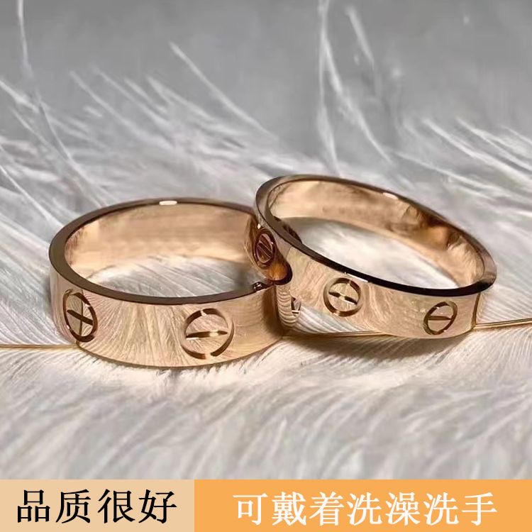 钛钢戒指 爆款戒指钛钢女戒指玫瑰色食指戒男简约学生百搭时尚