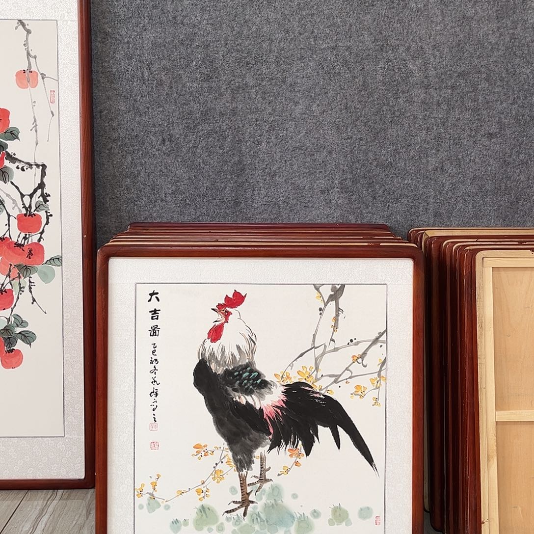 国画书画作品带框63×63