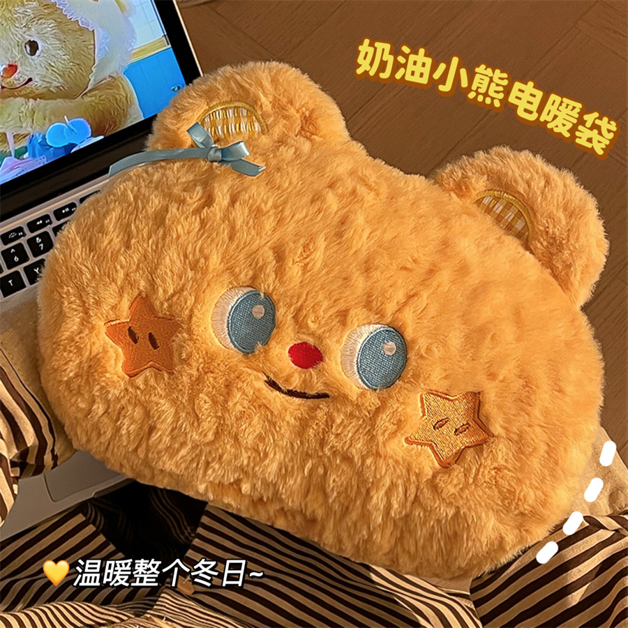 奶油小熊热水袋冬季充电防爆暖水袋学生电暖宝女生可爱暖肚子神器