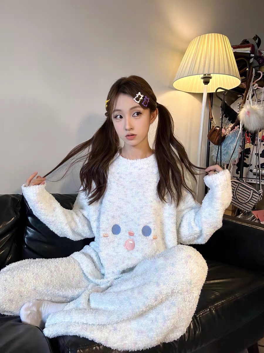 【冬季绒款】可爱睡衣女冬季款半边绒保暖新款加绒加厚珊瑚绒家居服