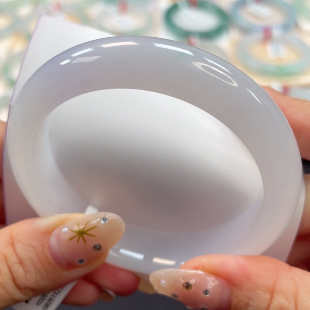 未镶嵌手镯翡翠8号果冻底藕粉正圈