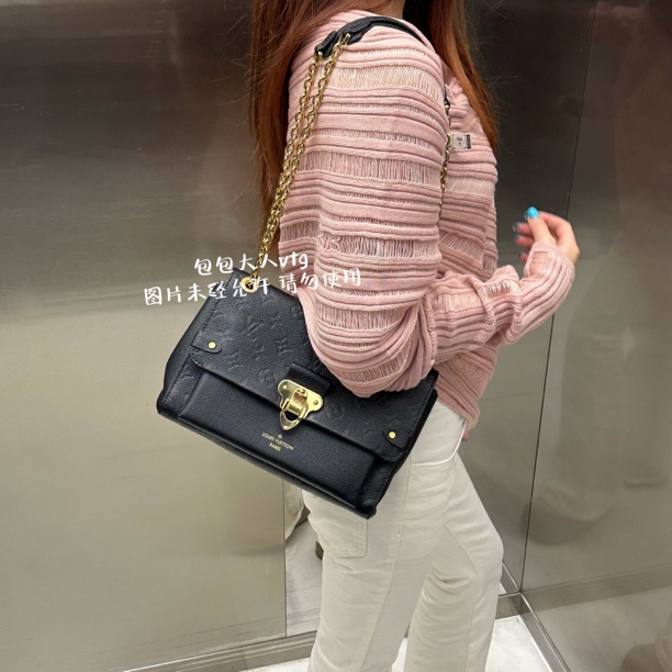 99新 LouisVuitton/路易威登 芯片款全皮黑金vavin单肩包