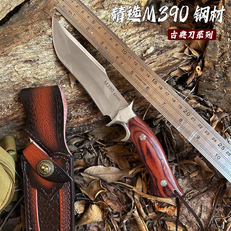 破将M390户外一体钢高硬度锋利工具直刀水果刀便携防身露营刀耐用